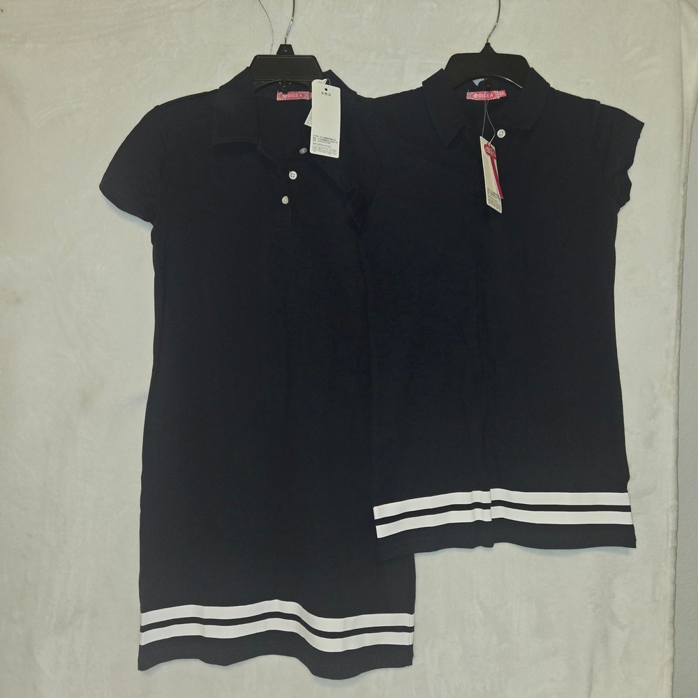 Navy Blue Polo Dress Size M Adults with matching Girls Dress Size 8
